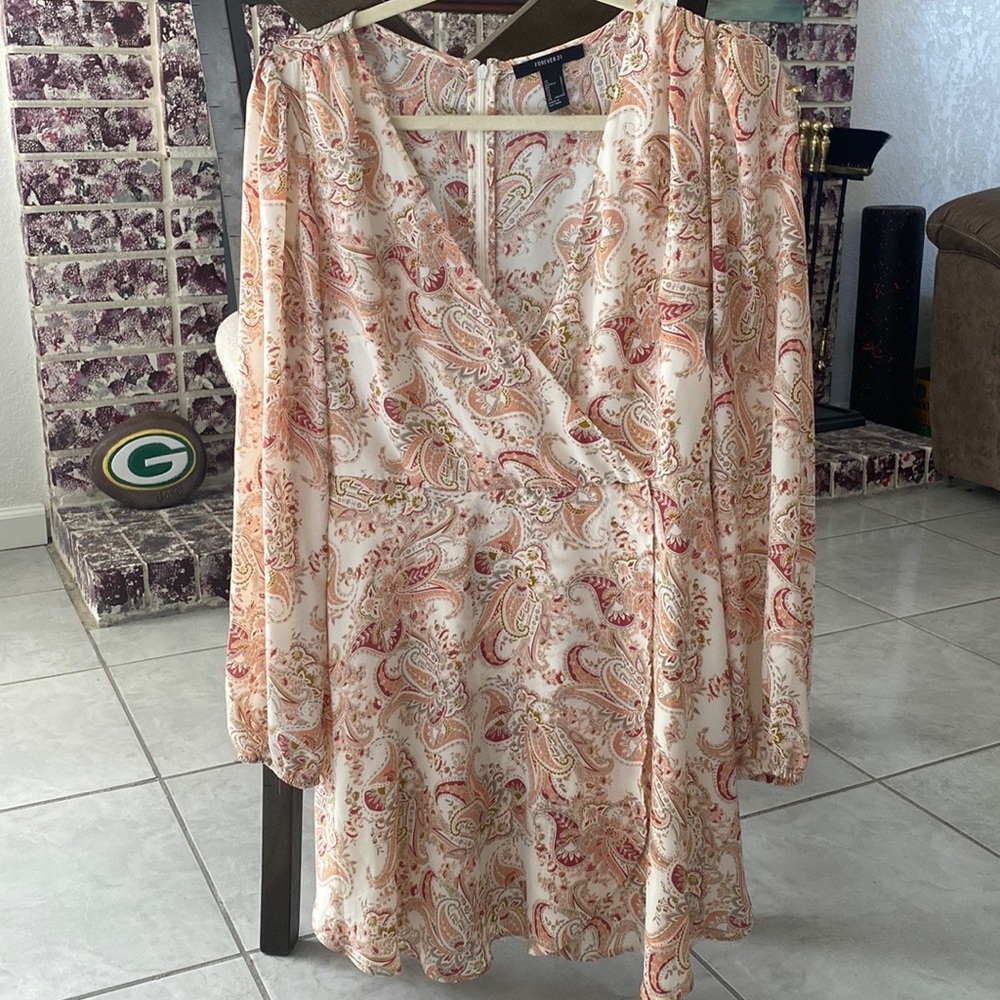 Forever 21 Paisley Pattern Salmon/Pink Dress